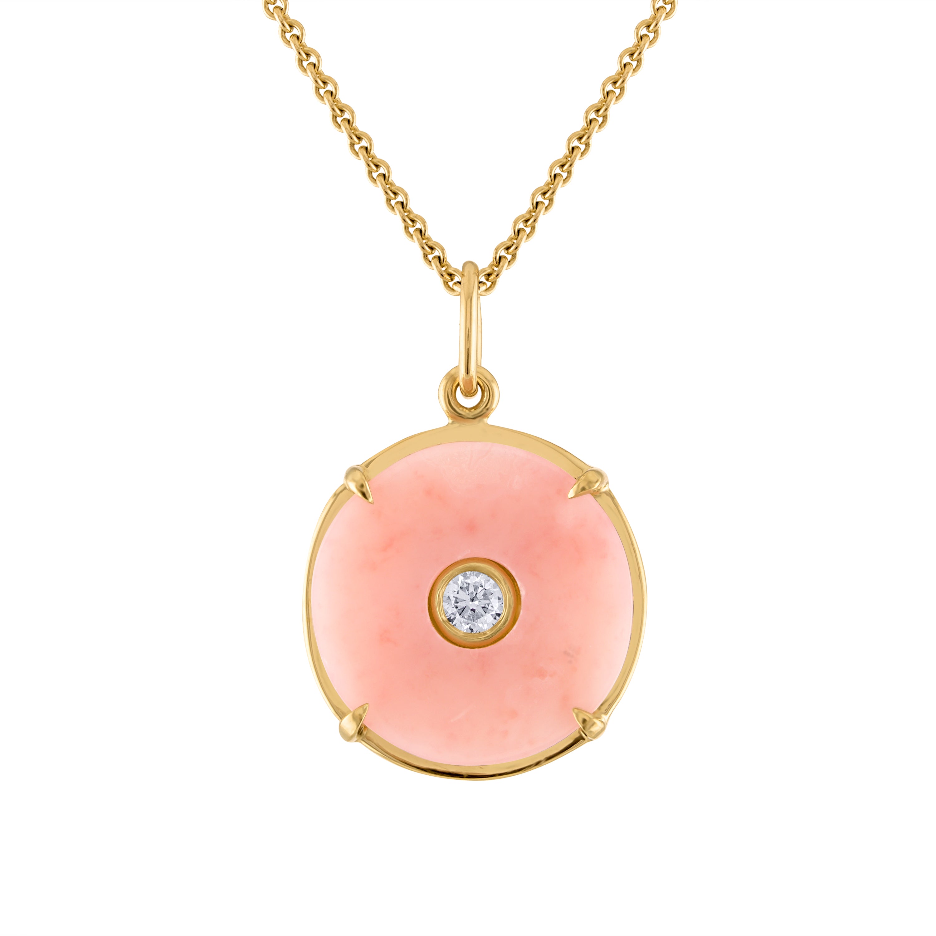 Tiffany T Diamond and Pink Opal Circle Pendant