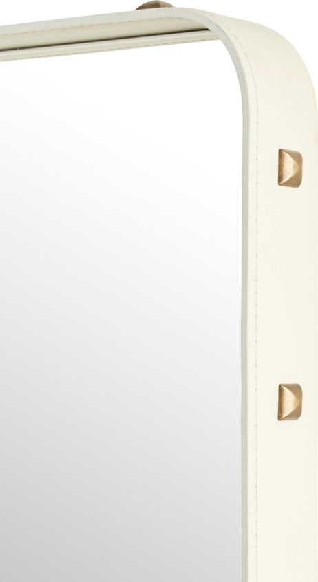 Adnet Wall Mirror, Rectangle | Cream Leather