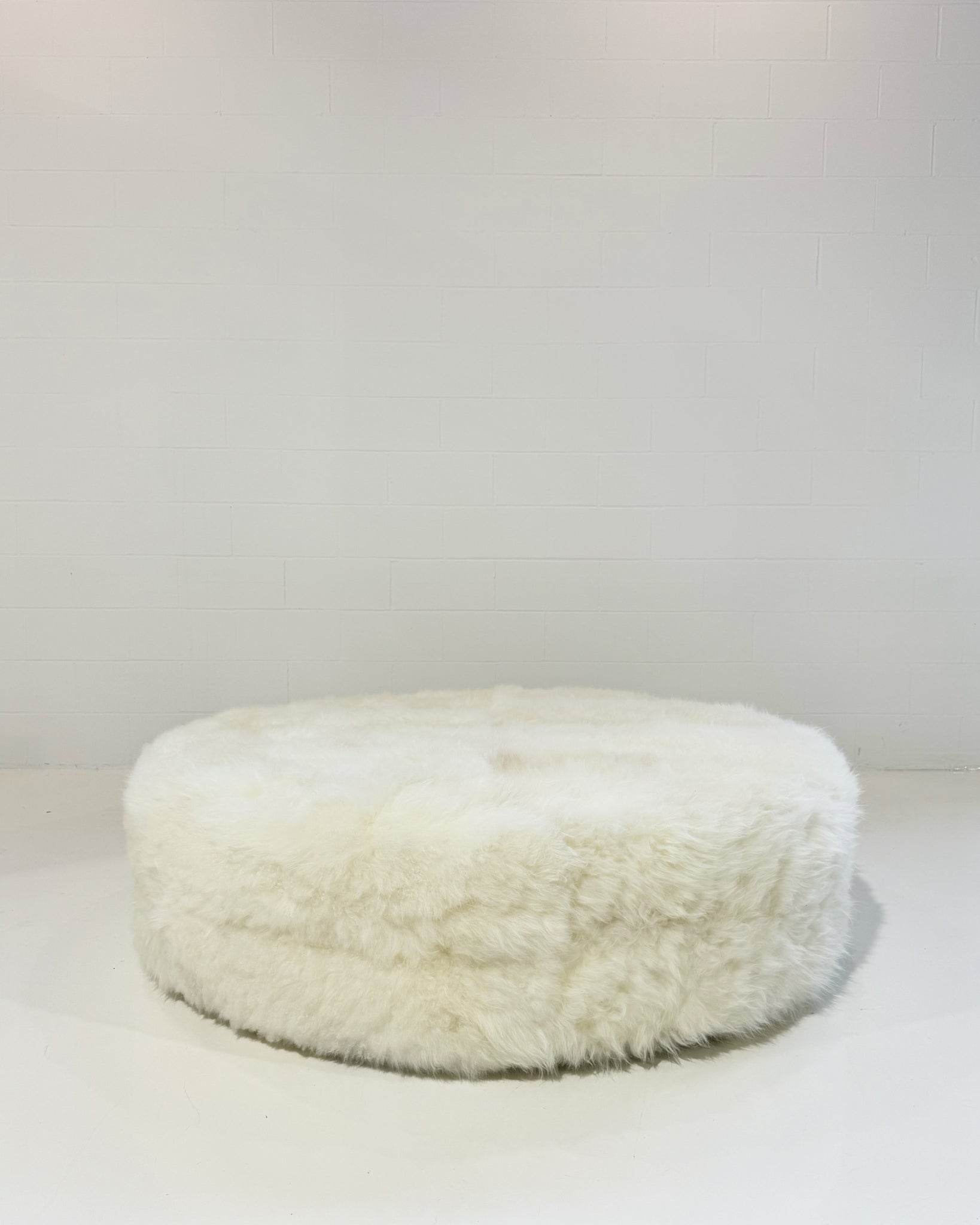 The Forsyth Circle Ottoman in Natural Cashmere Goatskin