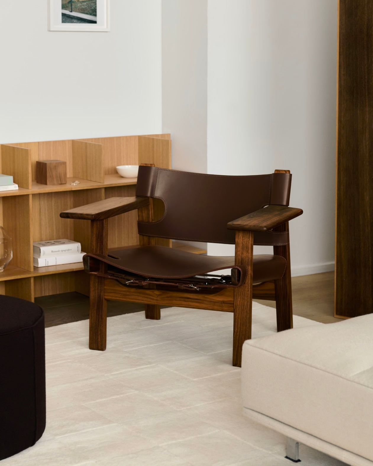 The Spanish Chair | Dark Brown Leather and Oiled Walnut