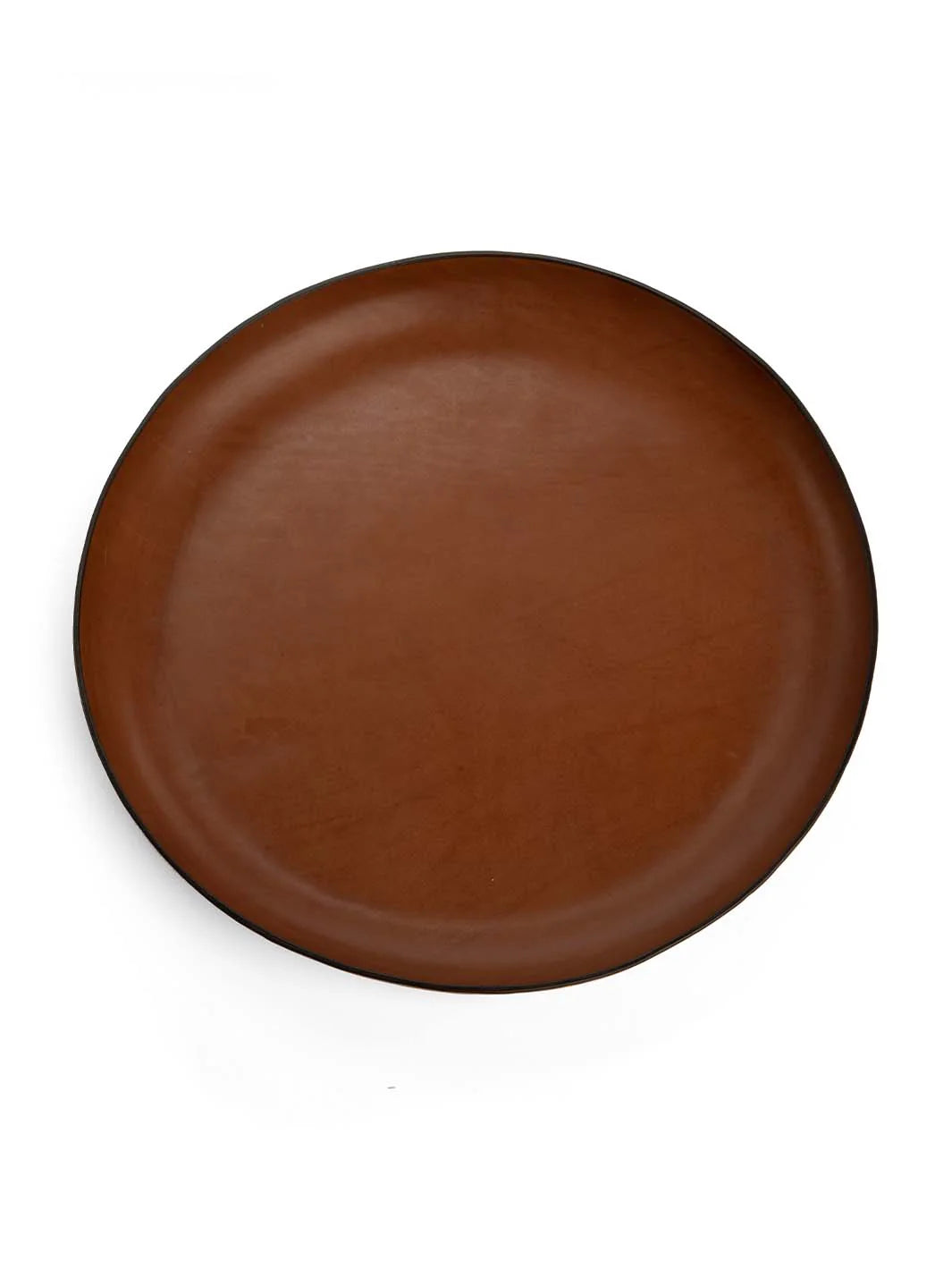 The Oversized Tray in Molded Leather - Cognac