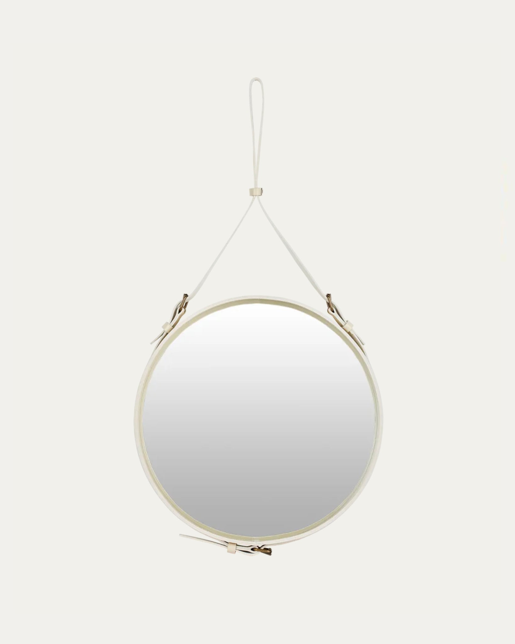 Adnet Wall Mirror, Circle | Cream Leather