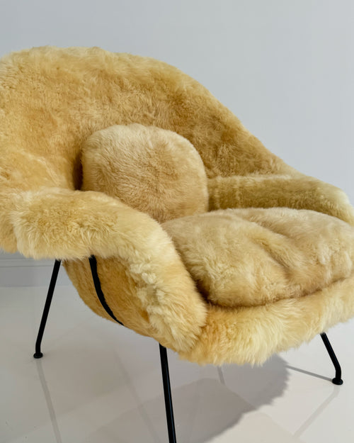 Bespoke Womb Chair and Ottoman in Texas Sheepskin