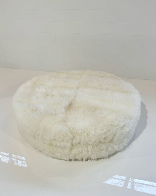 The Forsyth Circle Ottoman in Natural Cashmere Goatskin