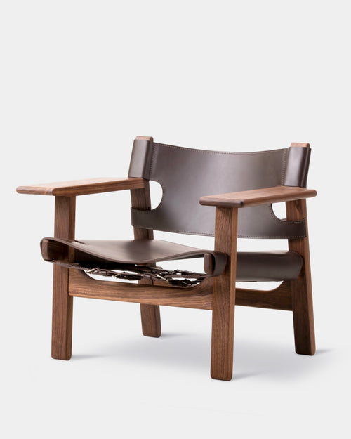 The Spanish Chair | Dark Brown Leather and Oiled Walnut