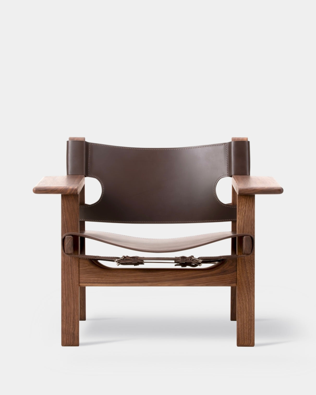 The Spanish Chair | Dark Brown Leather and Oiled Walnut