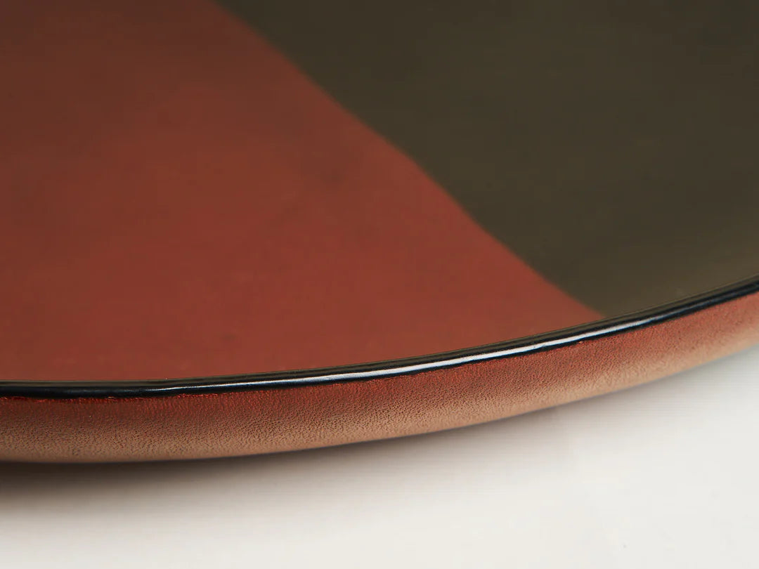 The Oversized Tray in Molded Leather - Red Black