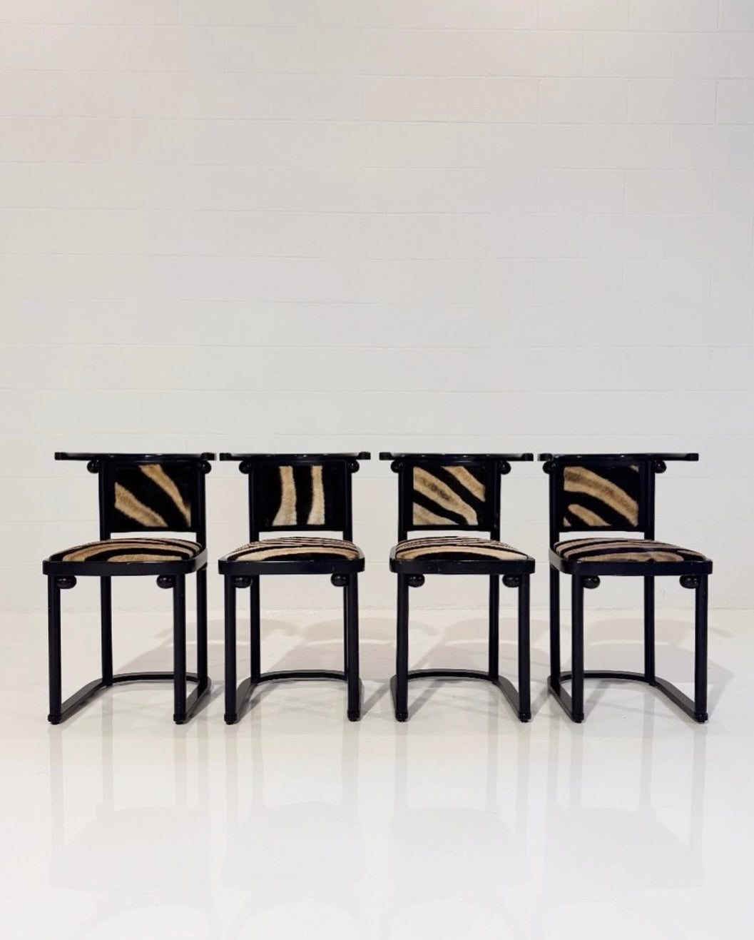 Vintage Josef Hoffmann Cabaret Fledermaus Chairs, Set of Four