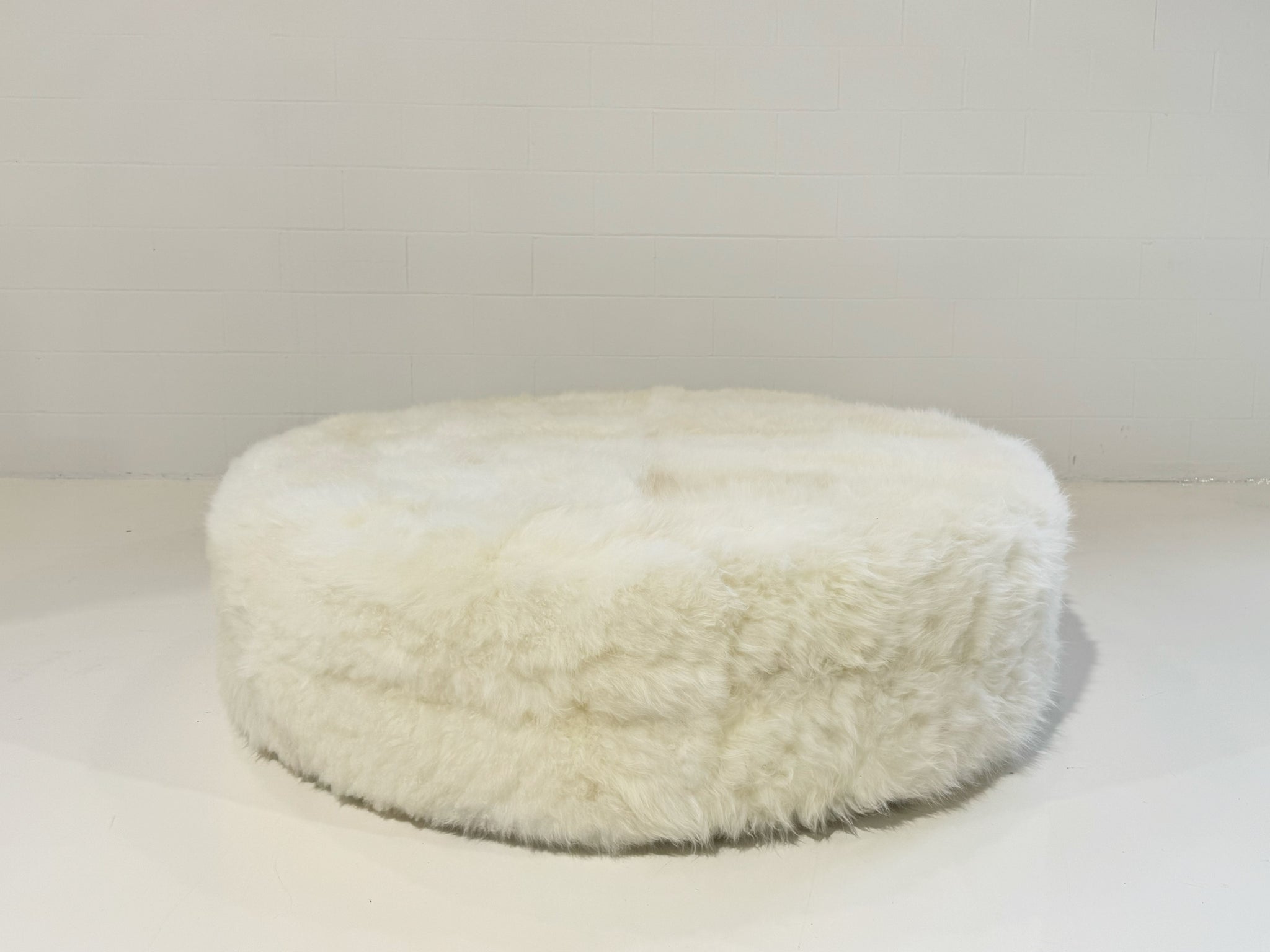 The Forsyth Circle Ottoman in Natural Cashmere Goatskin