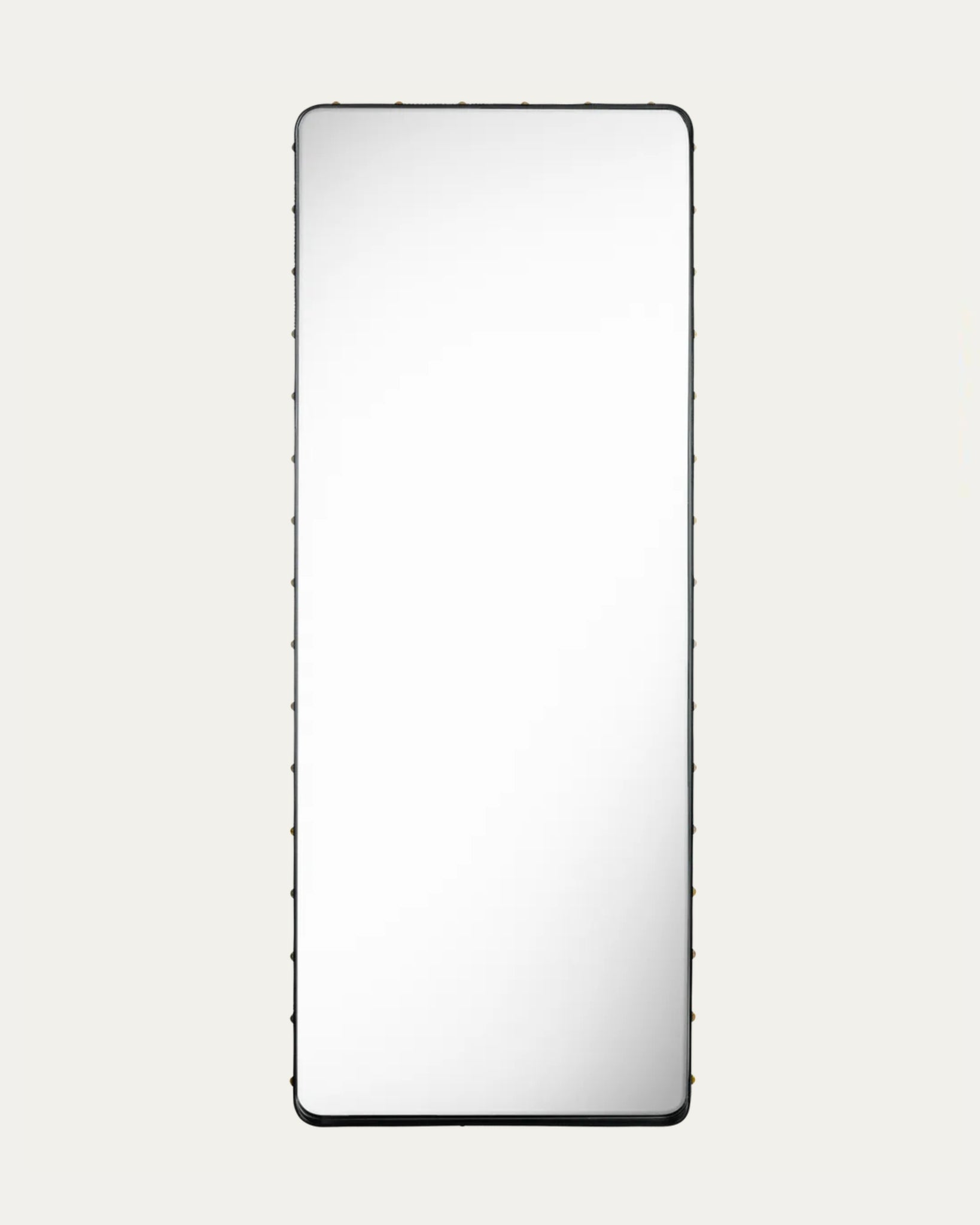 Adnet Wall Mirror, Rectangle | Black Leather