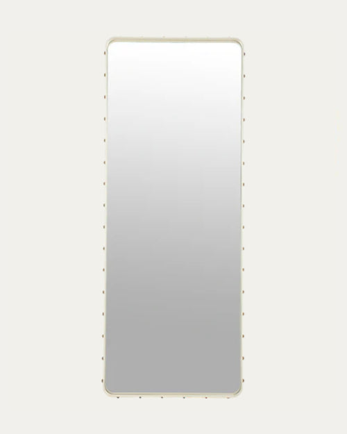 Adnet Wall Mirror, Rectangle | Cream Leather