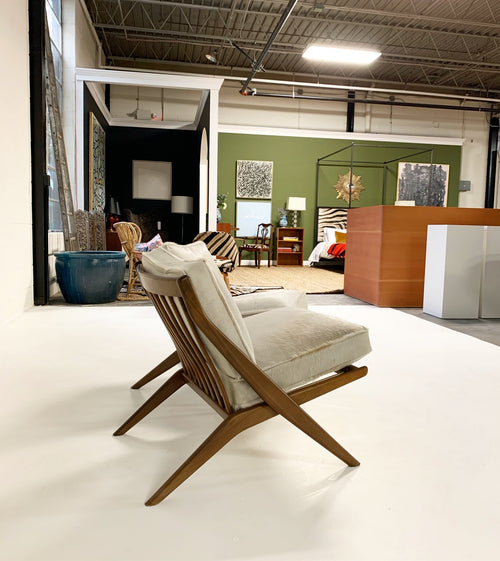 Scissor Chairs with Brazilian Cowhide Cushions, pair - FORSYTH