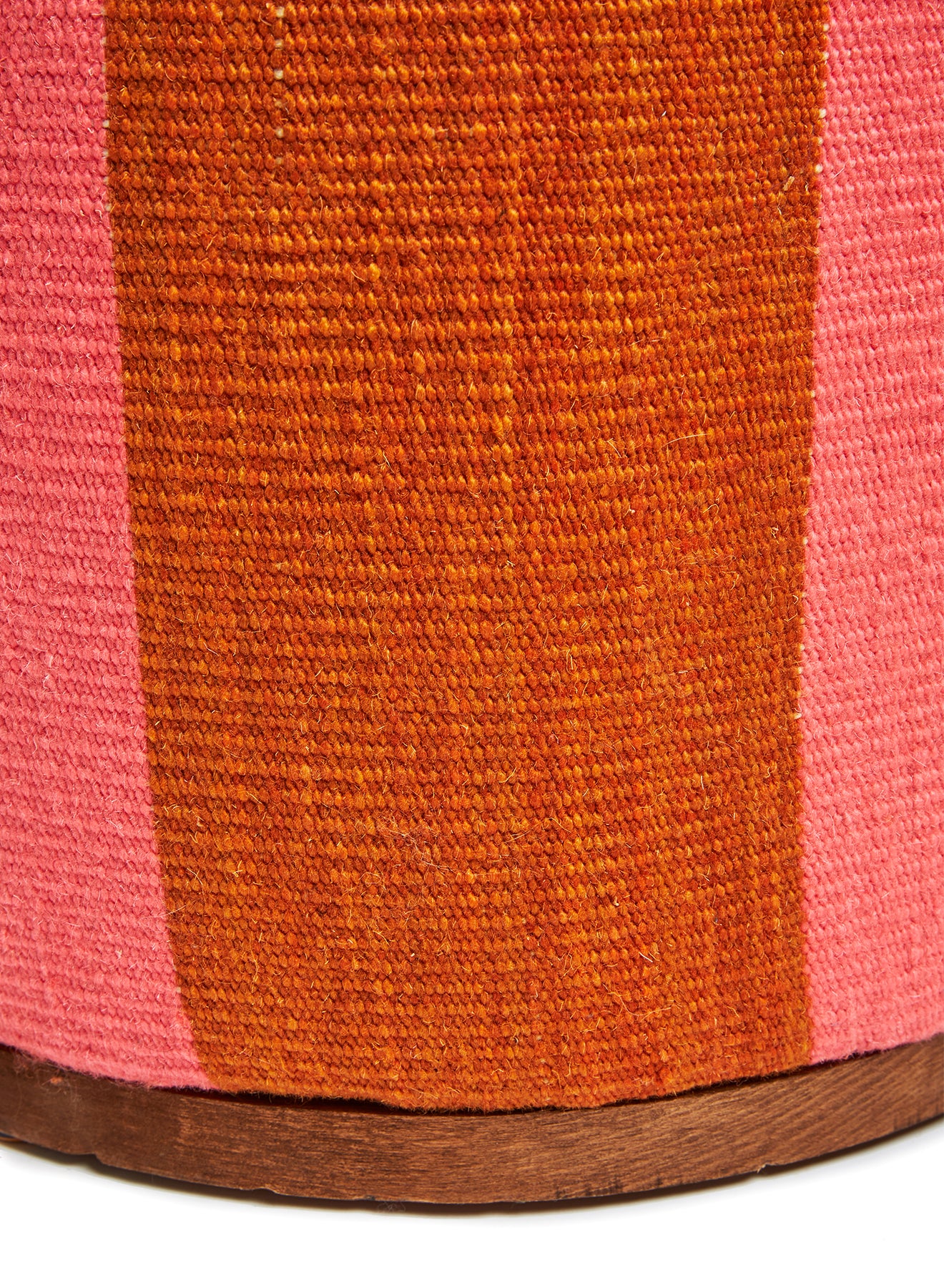 Stripe Wool Pouf Ottoman - Pink